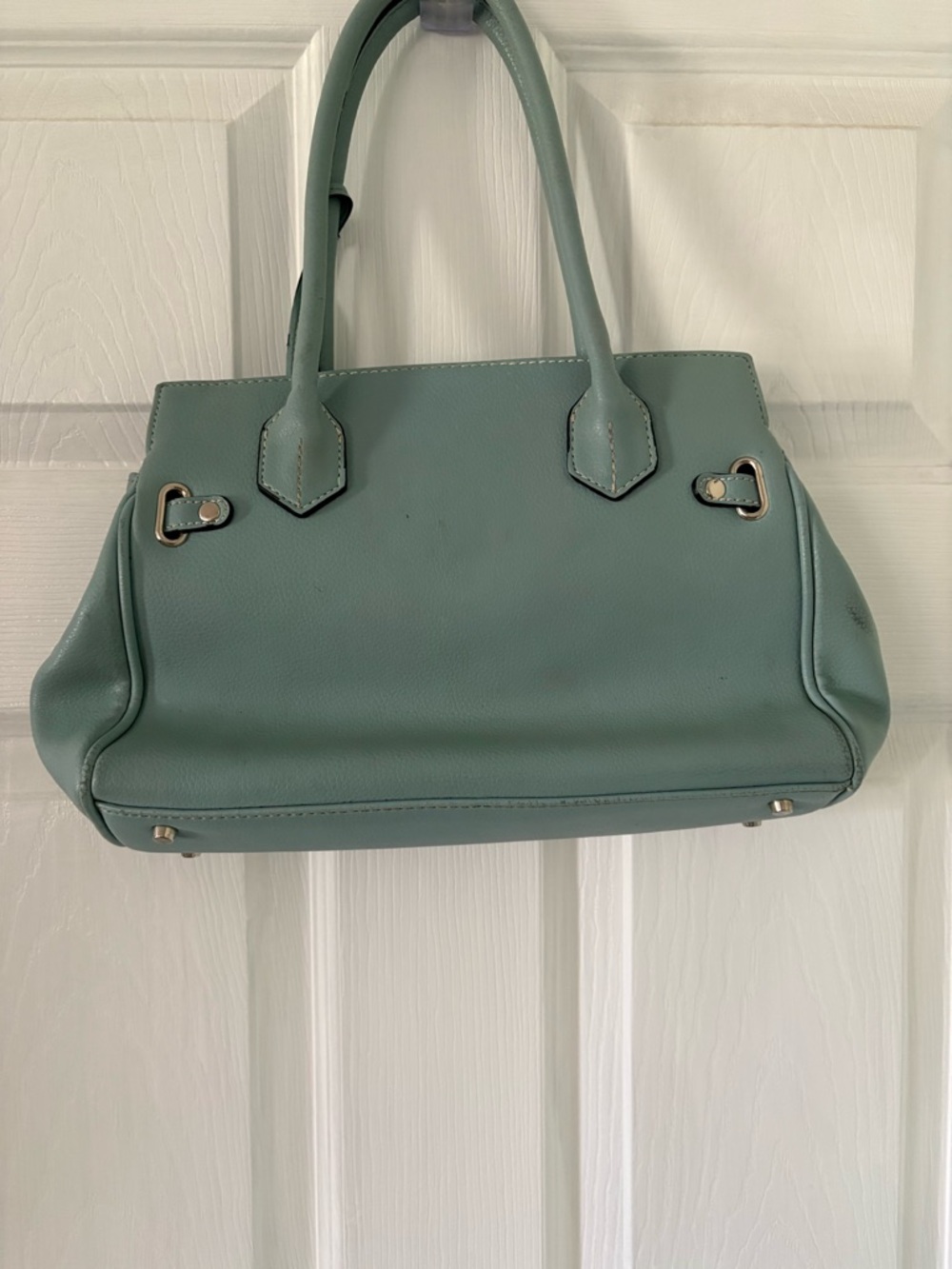 Sage Green Structured Satchel Top Handle Bag Minimal premium Luxury Purse - Picture 3 of 12